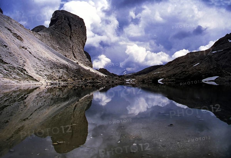Lake Antermoia, South Tyrol, Italy In the rose garden mountains the Antermoia Lake, South Tyrol, Italy