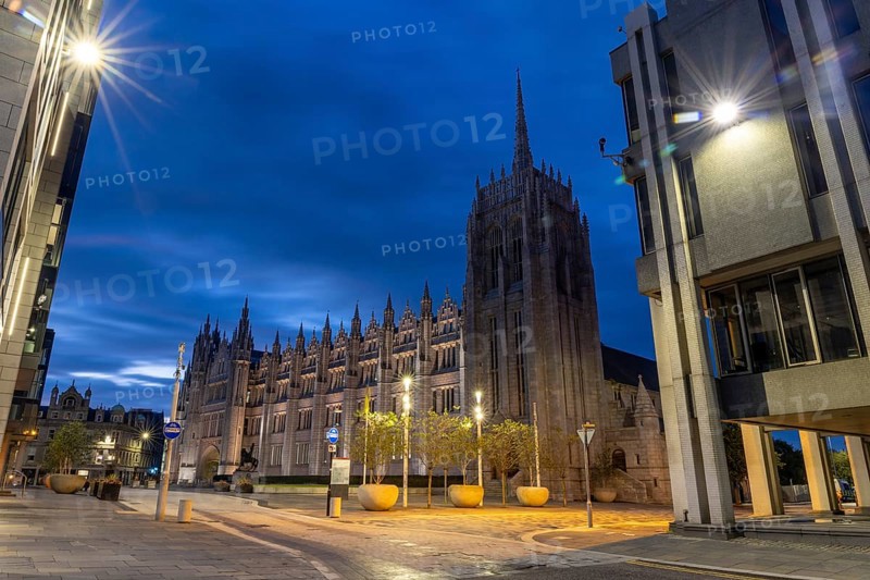 Marischal College, university building in the evening, Aberdeen, Scotland, Great Britain