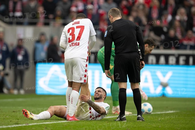 (DFL/DFB REGULATES PROHIBIT ANY USE OF PHOTOGRAPHS AS IMAGE SEQUENCES AND/OR QUASI-VIDEO), RheinEnergieStadion, Cologne, North Rhine-Westphalia, Linton Maina (1.FC Köln, Midfield, #37), 2nd Bundesliga, 1.FC Köln, Hamburger SV on 09/02/2025 at RheinEnergieStadion in Cologne Germany