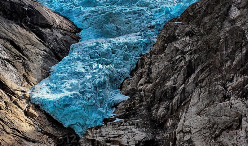View of the Briksdalsbreen glacier in Norway