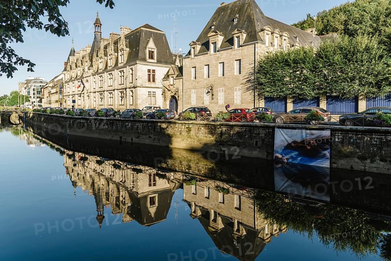 Quimper, France, August 2, 2018: Cityscape of the capital of the Finistere department of Brittany in northwestern France