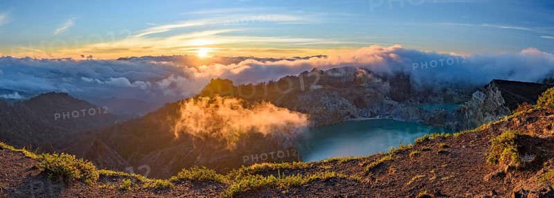 Sunrise view of Kelimutu volcano in Flores island, Indonesia