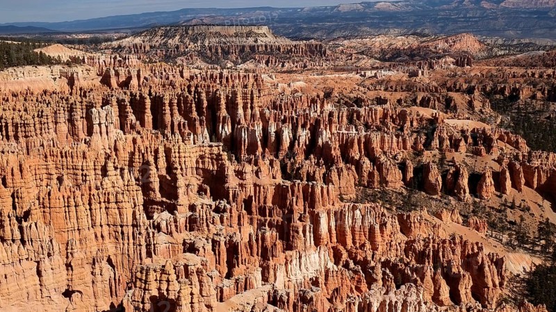 View in the semicircle of the amphitheatre in Bryce Canyon, a grandiose scenery of bizarre rock formations in different shades of red, horizontal format View in the semicircle of the amphitheatre, a grandiose scenery of bizarre rock formations in Bryce Canyon in different shades of red, horizontal format