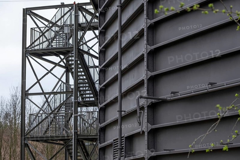 Large gasholder with escape staircase