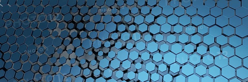 3d illustration of a blue hexagon background