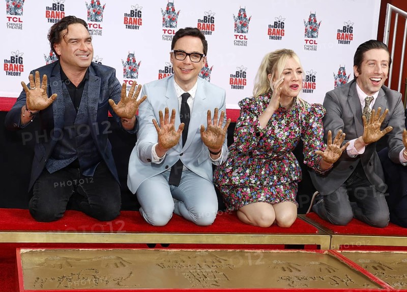 Johnny Galecki, Jim Parsons, Kaley Cuoco and Simon Helberg at the handprints ceremony for 'The Big Bang Theory' held at the TCL Chinese Theatre IMAX in Hollywood, USA on May 1, 2019., Hollywood, California, USA
