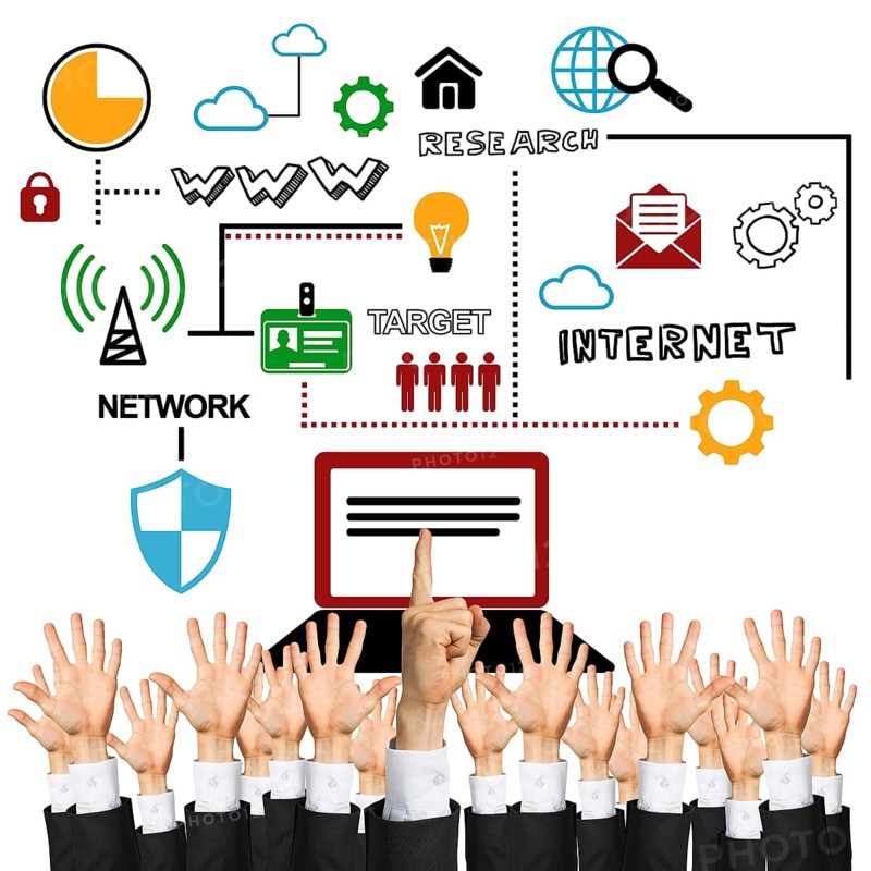 Group of hands of businesspeople showing gestures isolated on white