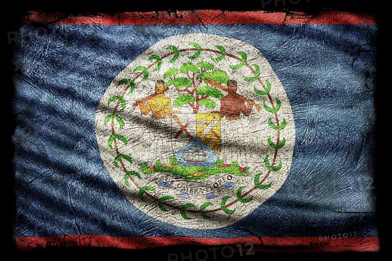 Belize Flag, Grunge Texture Background