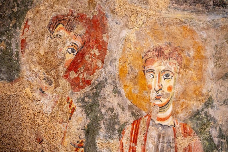 Mural painting of the side apse of the church of Santa Quirce de Pedret, 11th century, cercs, National Museum of Catalonia, Barcelona, ??Catalonia, Spain