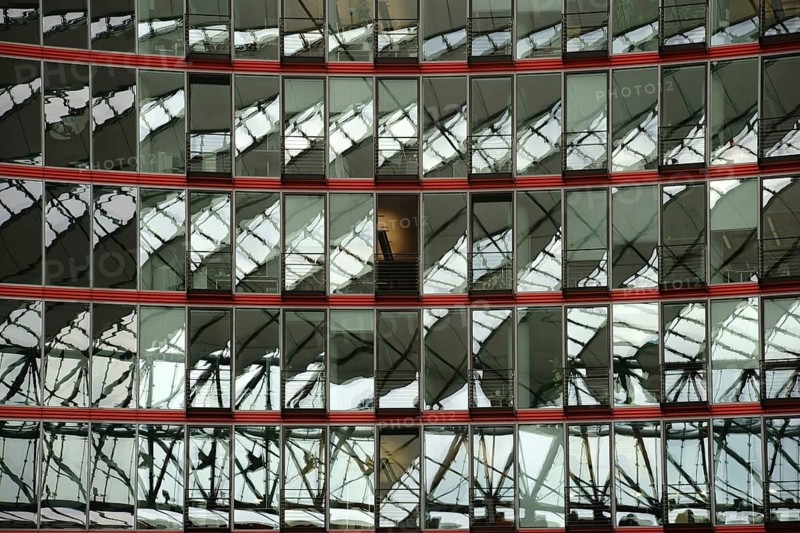 Berlin, Germany - June 21, 2016: The modern dome of the Sony Center at Potsdamer Platz with pivoting mirror windows on 21 June 2016 in Berlin