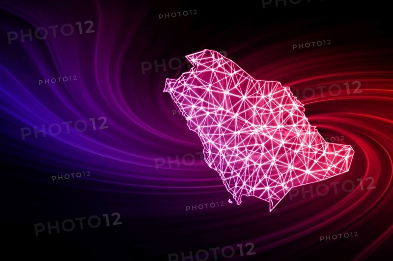 Map of Saudi Arabia, Polygonal mesh line map, modern map