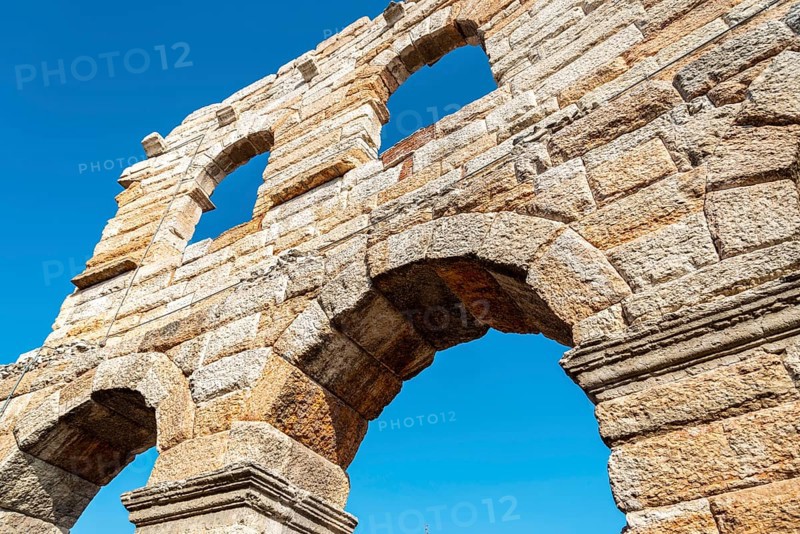 Scenic facade of the ancient roman Arena in Verona, Italy