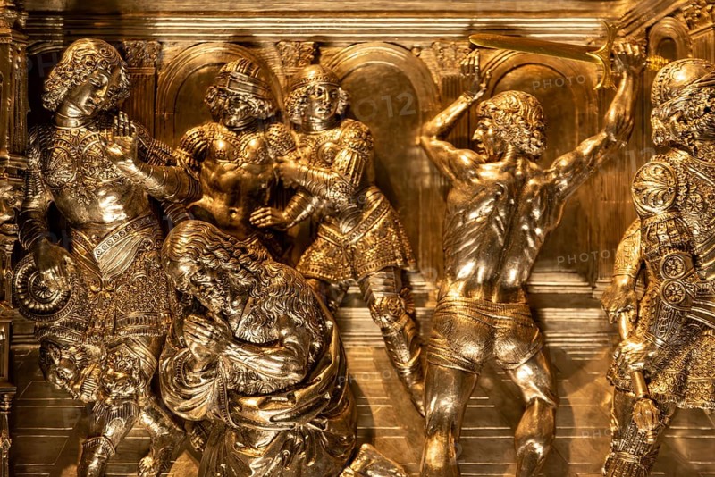 FLORENCE, ITALY, SEPTEMBER 18, 2023, Scenes of St Johns life on the famous Silver Altar of San Giovanni in the Cathedral Museum of Florence, Italy