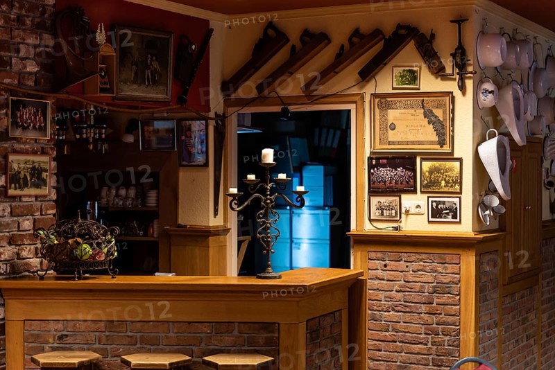 Valkenburg, Limburg, The Netherlands, 04 05 2022, Traditional wooden interior design of the Cafe aan de Kirk