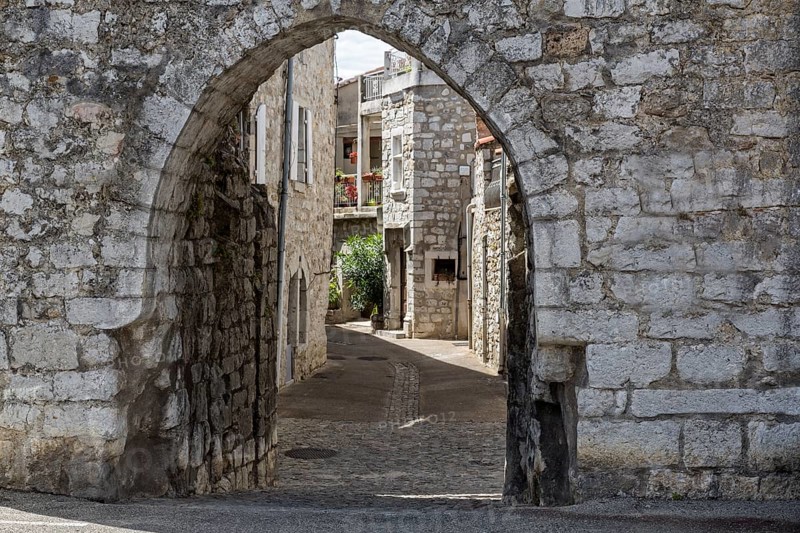Archway in the village of Ruoms in the Ardeche, France
