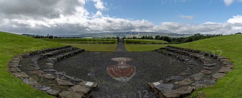 A panorama view of the Sun Amphitheatre in the Crawick Multiverse in Dumfries and Galloway