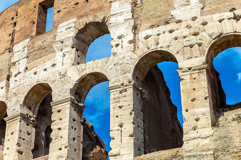 View of the Colosseum or Coliseum, also known as the Flavian Amphitheatre