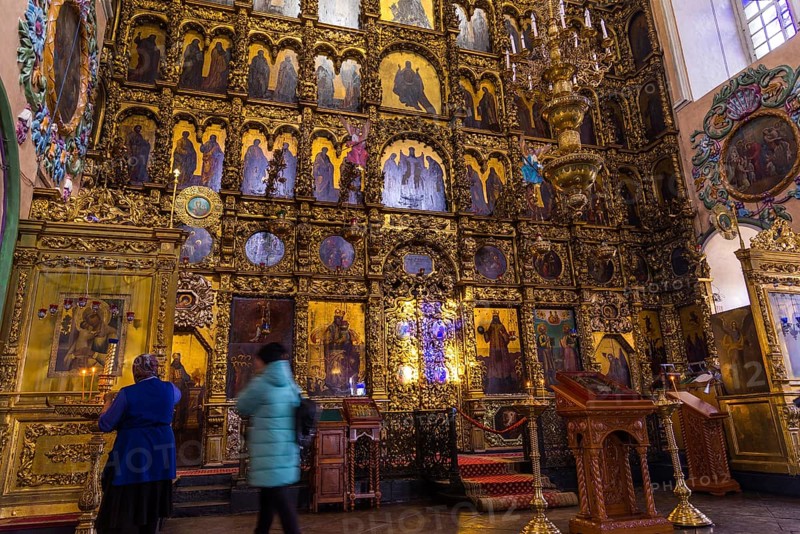 The iconostasis in Peter and Paul Cathedral in Kazan, Republic of Tatarstan, Russia