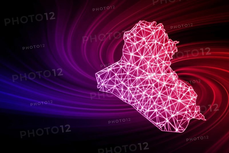 Map of Iraq, Polygonal mesh line map, modern map