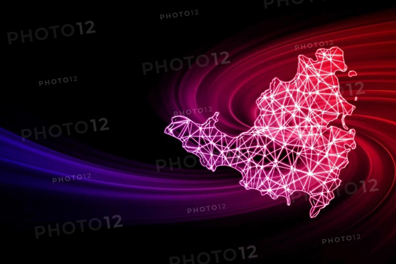 Map of Saint Martin, Polygonal mesh line map, modern map