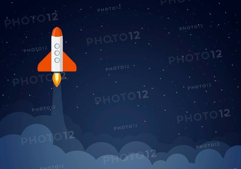 Art launch rocket with sky space. Startup concept
