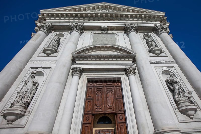Entrance portal of the church of Santa Maria del Rosario or I Gesuati, Dorsoduro, Venice, UNESCO World Heritage Site, Veneto, Italy