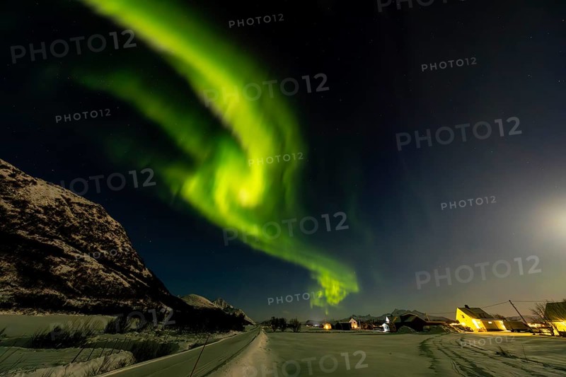 Northern Lights on the E10, Lofoten, Nordland, Norway