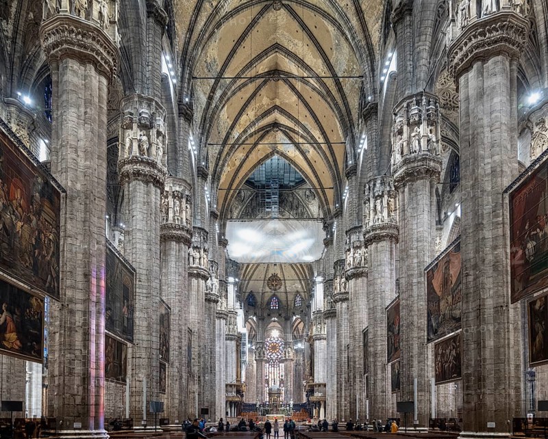 Milan Italy. The interior of the Duomo cathedral