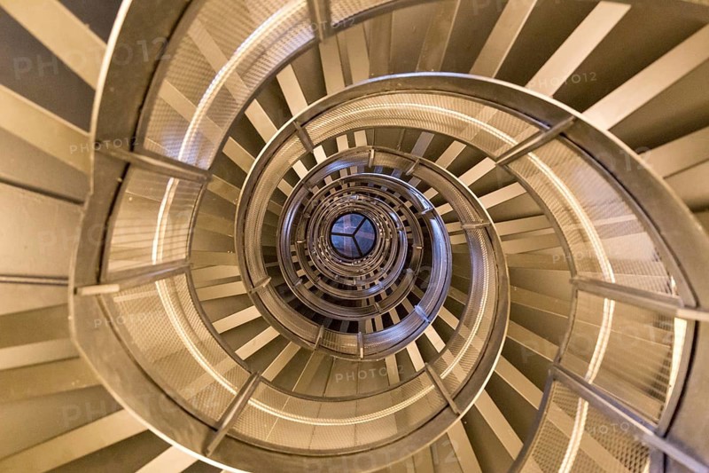 Innsbruck, Austria, June 8, 2018: View of the spiral staircase inside the historic Town Tower