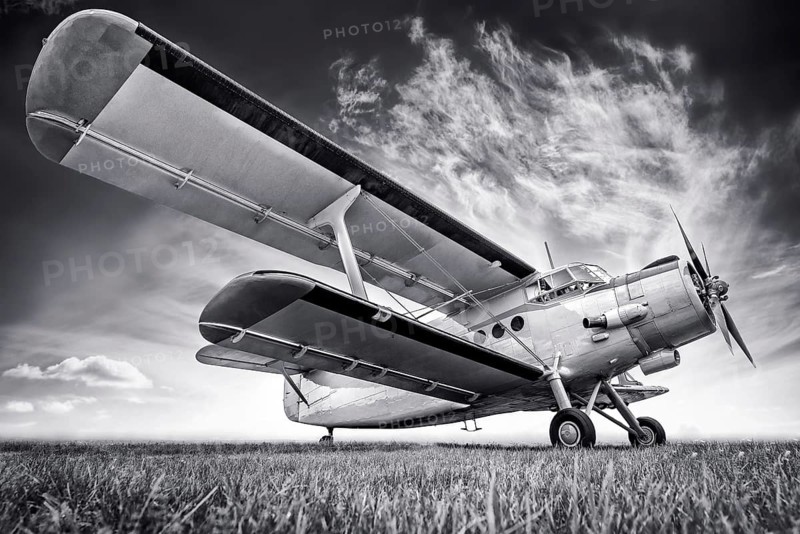 historic biplane against a sky