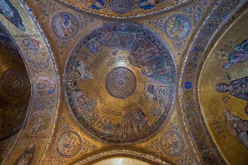 Interior view of St. Mark's Basilica, mosaics, frescoes, Venice, Veneto, Adriatic Sea, Northern Italy, Italy