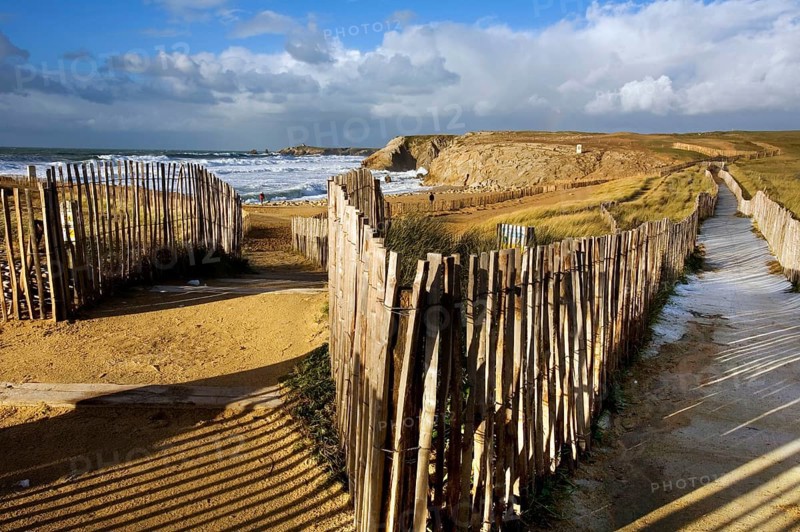 Paths to the beach, Cote Sauvage, Quiberon Peninsula, Morbihan, Brittany, Ile de Quiberon, France