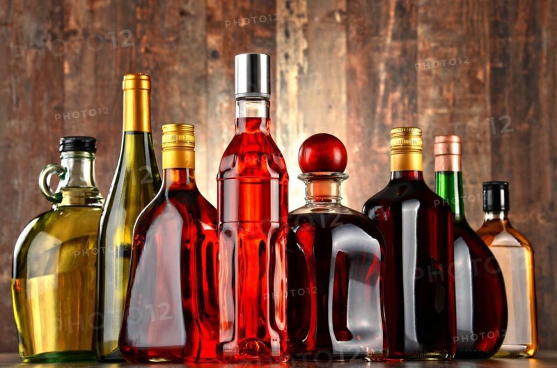 Bottles of assorted alcoholic beverages