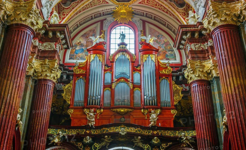 POZNAN, POL - NOV 27, 2018: Interior of Fara, St. Mary's Basilica in Poznan, Poland