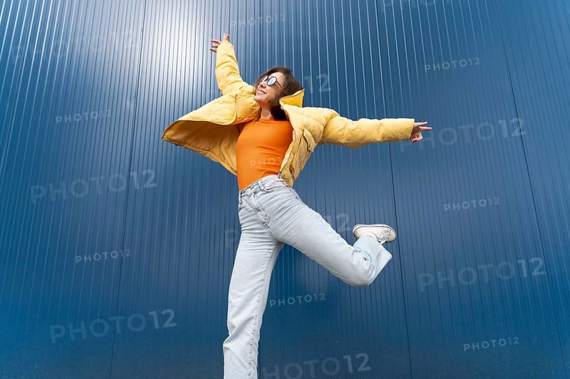 Portrait young woman jumping 8