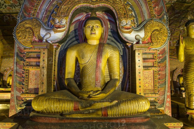 The golden temple of Dambulla is world heritage site and has a total of a total of 153 Buddha statues, three statues of Sri Lankan kings and four statues of gods and goddesses