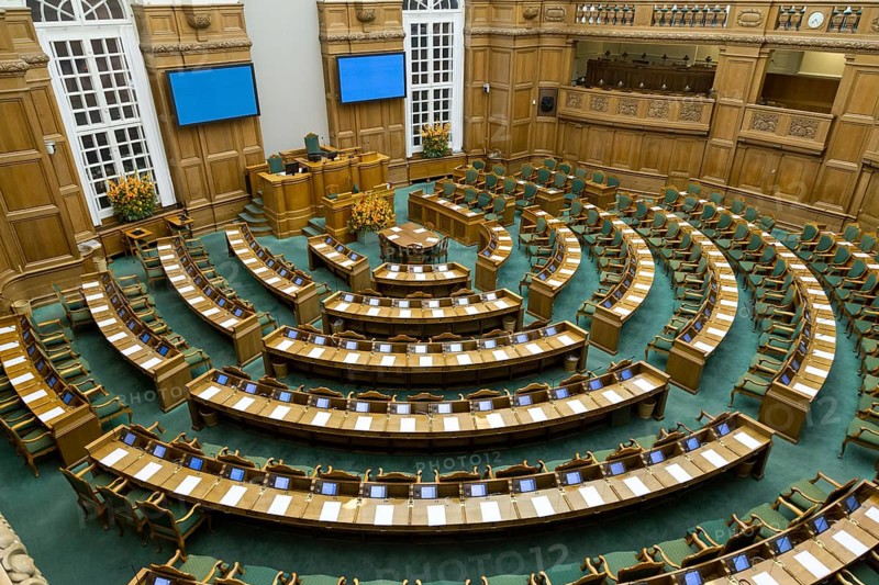 Copenhagen, Denmark, Occtober 05, 2016: Interior view of the Danish parliament also called Folketinget