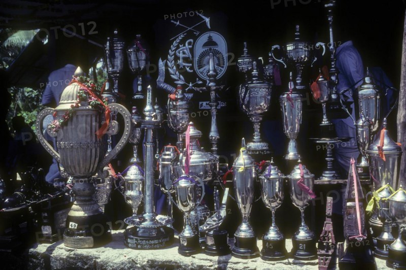 Trophies kept for display and It will be distributed to the boat race winners at Aranmula, Kerala, South India, India, Asia