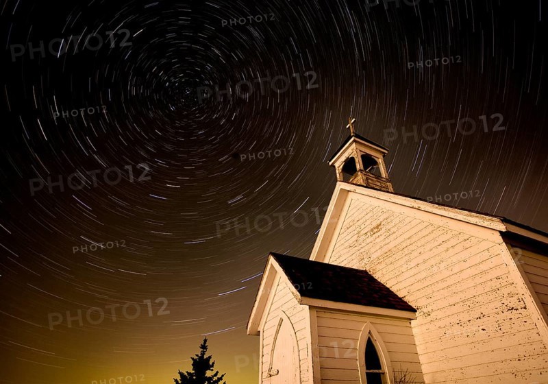 Church Night Star Trails Photography Canada Religion