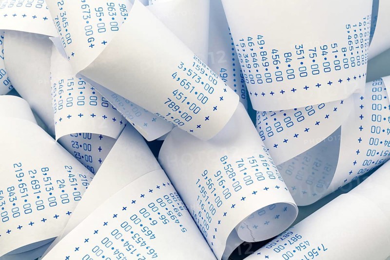 The stripes of a pocket calculator. Symbol photo for costs, planning, calculation, profit and turnover