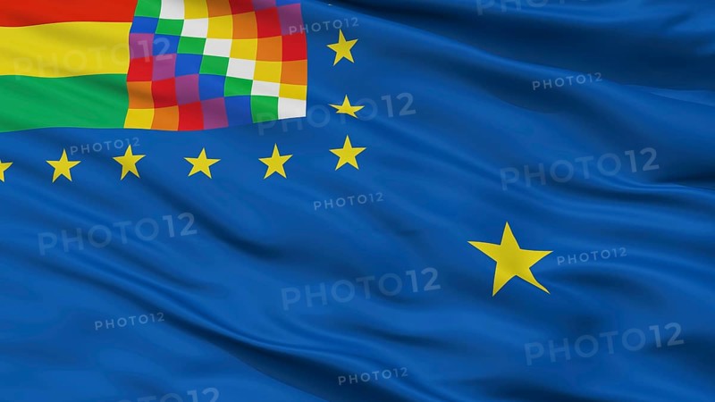 Naval Ensign Of Bolivia Flag, Closeup View
