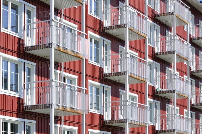 Balconies on a swedish house. Balkony on a swedish house