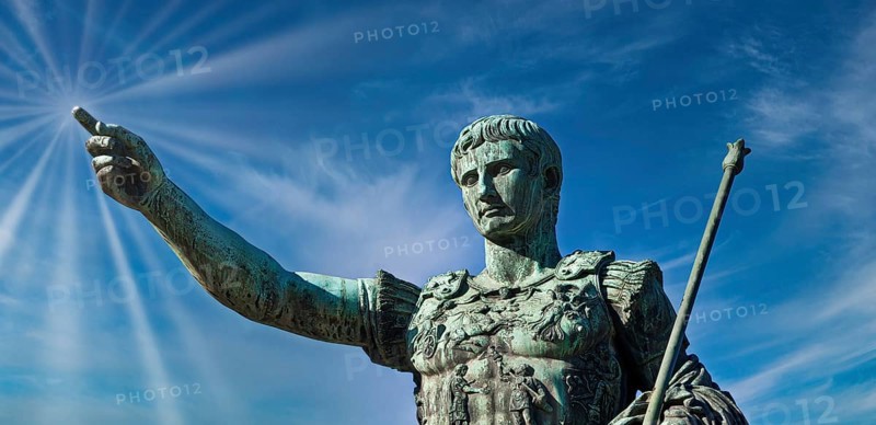 Julius Caesar, ancient statue in Rome, Italy. Concept for leadership, personal growth, personal development, self help