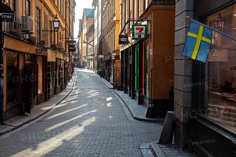 Alleyway in the Historic town Gamla Stan, Stockholm, Sweden, Scandinavia