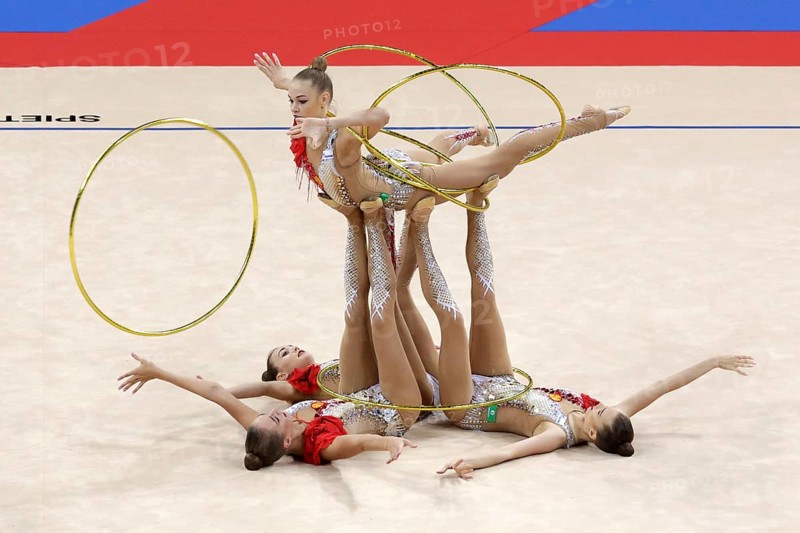 Sofia, Bulgaria - 16 September, 2018: Team Russian Federation performs during The 2018 Rhythmic Gymnastics World Championships. Group tournament
