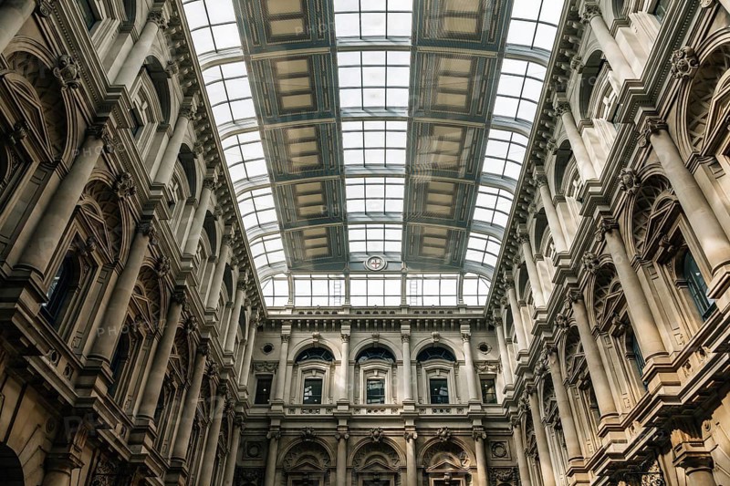 London, UK, August 25, 2023: The courtyard of the Royal Exchange, a historical commercial building