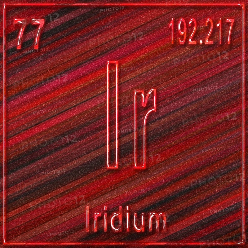 Iridium chemical element, Sign with atomic number and atomic weight, Periodic Table Element