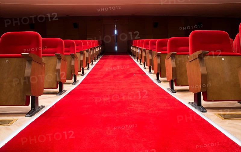 Red seats in a theater and opera