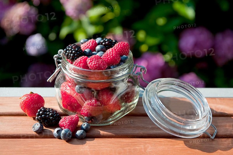Forest fruit diversity in glass at garden outdoor