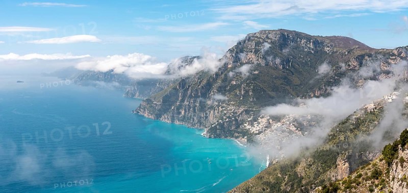 View of the town of Positano from the path of Gods, Italy